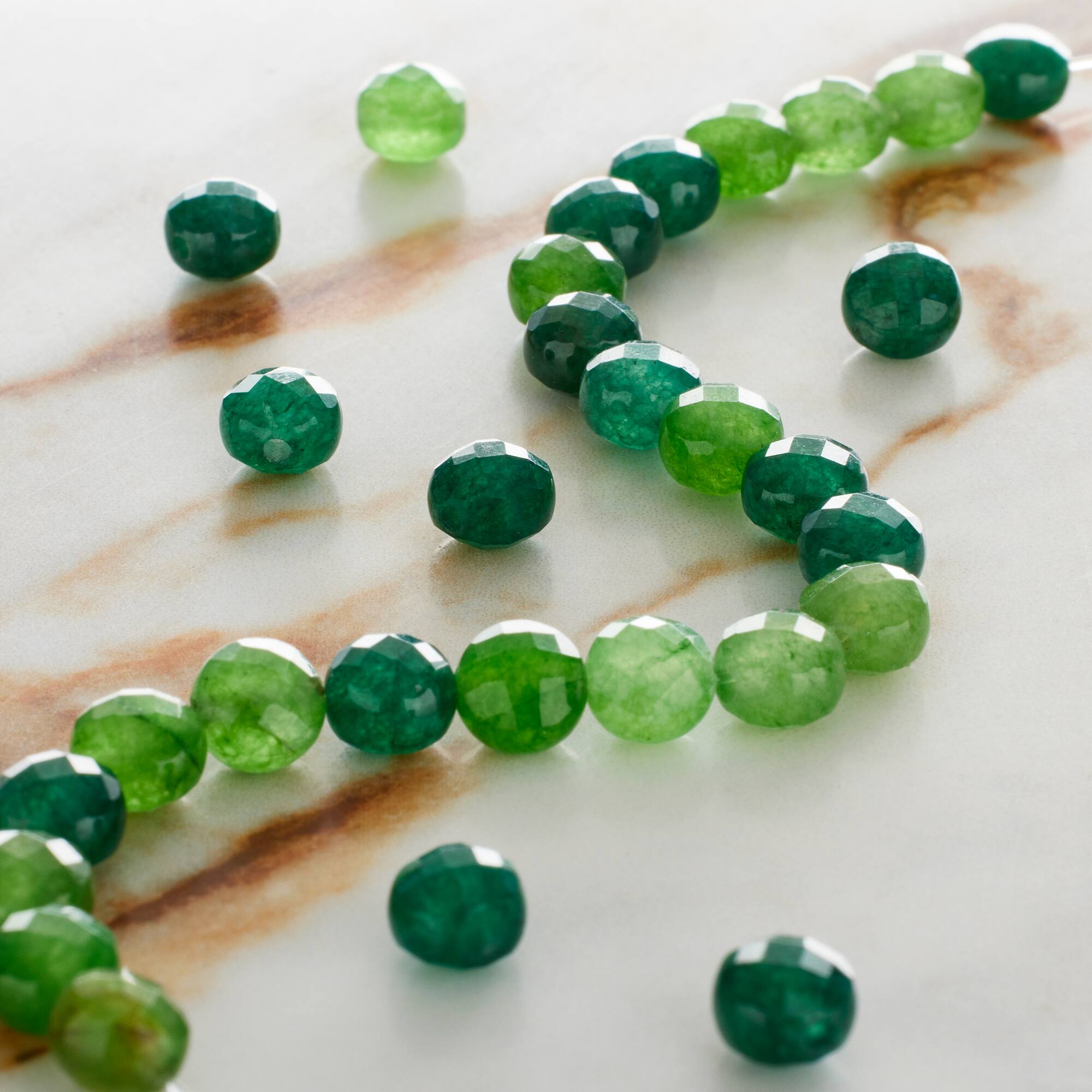 12 Pack: Green Quartz Faceted Coin Beads by Bead Landing